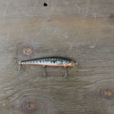Used Unbranded Minnow Jerkbait Fishing Lure 6in Green Orange 3 Treble Hooks