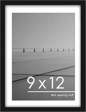 9X12 Picture Frame Black Display Photos 9X12 Wood Picture Frame 6X8 with Mat