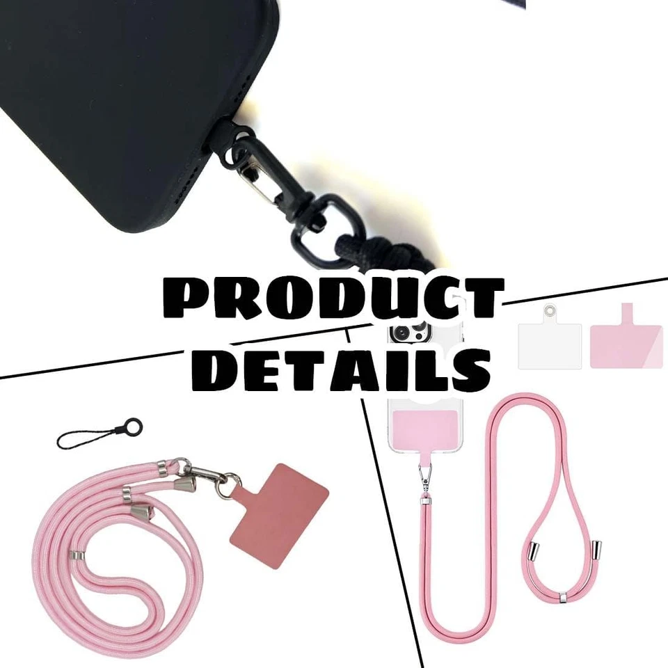 2Pcs Portacellulare Da Collo Donna,Corda per Cellulare Da Collo Con 2 Patch,Rego - Immagine 3 di 4