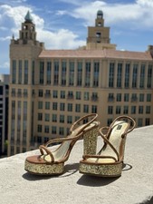 MARC JACOBS *Rare* Vintage Gold Glitter Sandal Platform Heels SZ 42 (11.5-12 US)