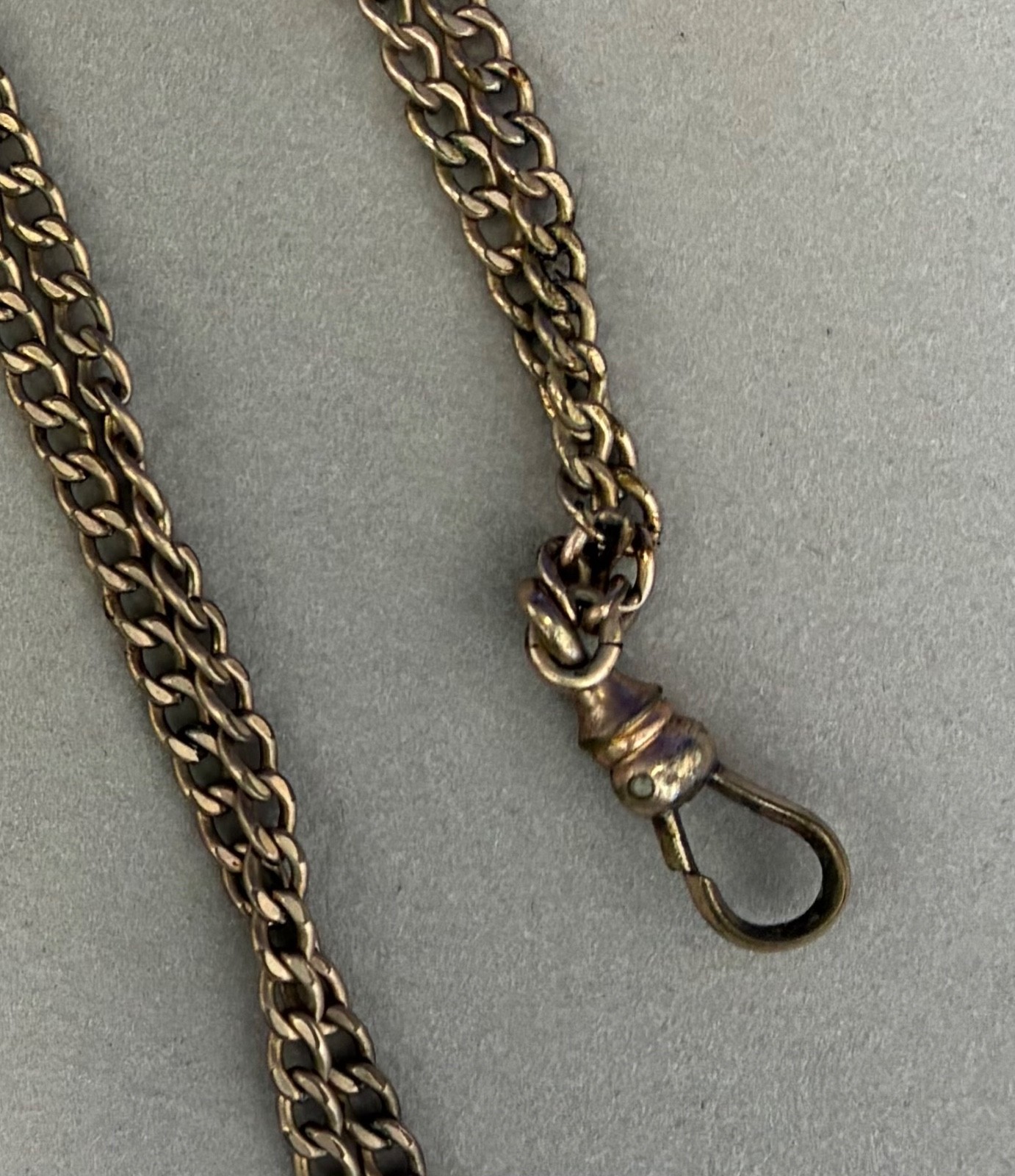 Antique 25" Gold Fill Watch Fob Chain With Pearl Slide
