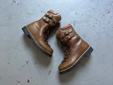 70s Vintage Italian Army Brown Leather Ranger Combat Buckle Boots EU 40.5 US 7.5