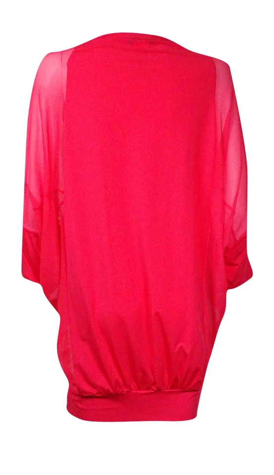 Coco Reef Mujer Malla Manga Bandas Dobladillo Encubrimiento (L/XL, Coral) Foto 2 de 2