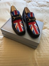 Men’s Gucci Loafers With British Flag Black Size 9 1/2 Fit A Man’s Size Us 11