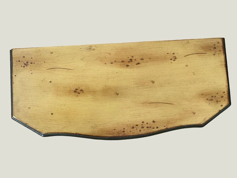 Wood Folk ART Primitive Look Yellow Desk Table top Jewelry Cabinet Console feet - Image 4 of 4