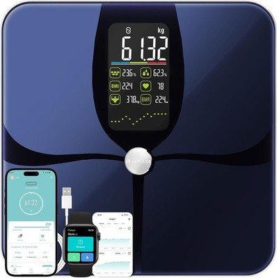 Körperfettwaage Lepulse F4 Pro, Aufladbar, Großes Display, Körperfett & Muskelma