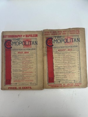 2 Vintage August 1898 ''The Cosmopolitan'' illustrsted- Monthly-Magazine