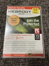 Webroot Secure Anywhere Antivirus Software Internet Security 3-Device New Sealed