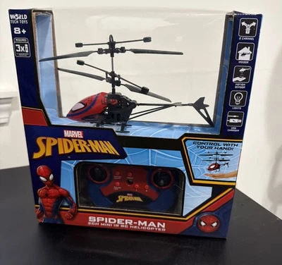 Marvel Spider-Man 2CH Mini IR RC Helicopter MOTION SERSOR USB CHARGER LIGHTS MTL - Image 1 of 3