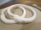 Vintage Pair of Milk Glass carved Bangle Bracelets