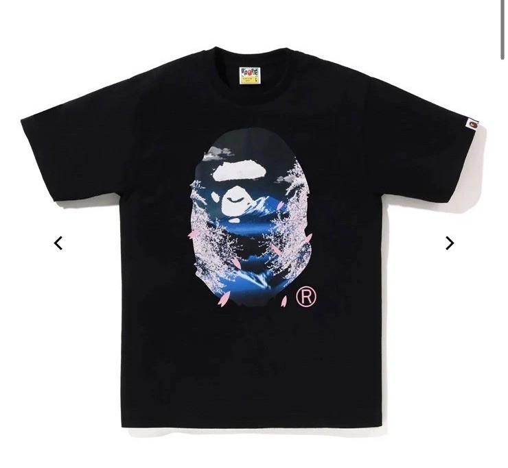 New Bape A Bathing Ape Sakura Photo Ape Head Tee T Shirt Black