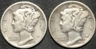 1943-D 1944 D MERCURY SILVER DIME LOT 2 pc