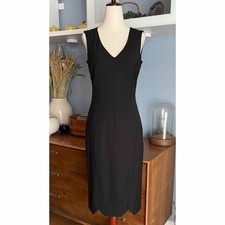Piazza Sempione Italy Black Wool Stretch Cocktail Sheath Dress 40 / US 4