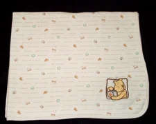 Disney Store Winnie The Pooh Cotton Knit Baby Blanket Blocks Ball Shoes Phrases