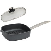 Skk Grill-Eck-Pfanne 26X26 Cm Induktion Eckig Antihaft Edelstahlgriff Mit Deckel