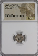 Indo-Scythians – Azes I/II AR Drachm (after c. 58 BC) NGC Ancients Certified