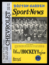 1954 Stanley Cup Playoffs Program Jacques Plante 2 Shut-outs 