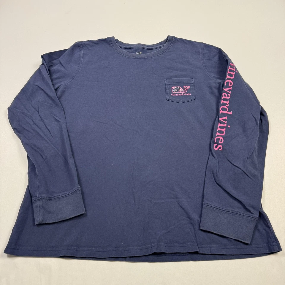 Camisa para mujer Vineyard Vines grande azul manga larga bolsillo logotipo de ballena algodón Foto 2 de 4
