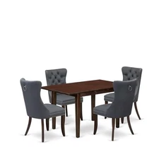 East West Furniture 5-Piece Kitchen Table Set in Mahogany/Platinum Gray