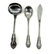 3 Table/Serving Utensils VTG VOISIN FLORAL CONTINENTAL Ladle Butter Knife Spoon