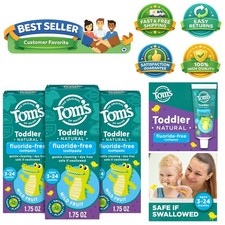 Eco-Friendly Toddler Toothpaste - 3-Pack Fluoride-Free Gel in Mild Fruit