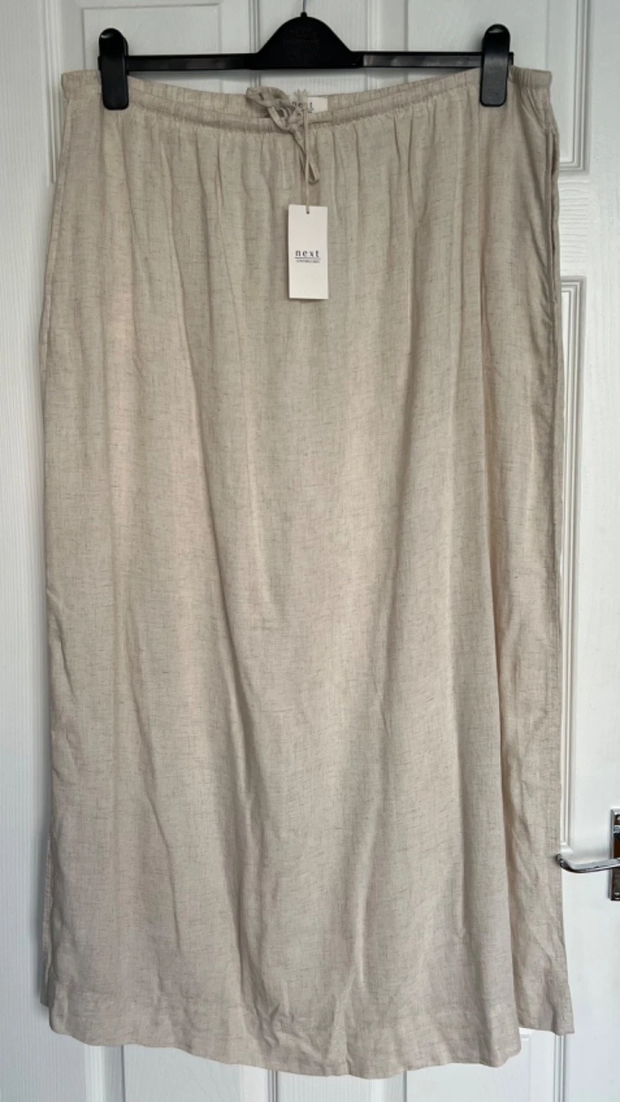 NEW Next Ladies Natural Tie Waist Maxi Skirt With Linen Size 20R