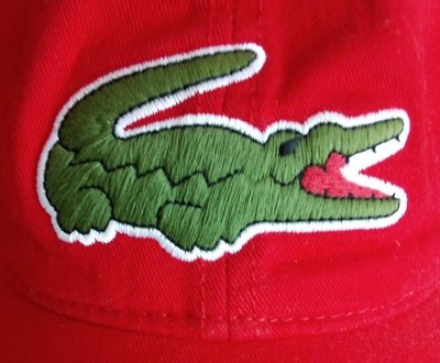 Lacoste Big Croc Logo Red Strapback Hat Cap One Size Adjustable NWOT