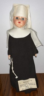 Vintage 1950's Nun Doll With Habit & Rosary Sleepy Eyes 11” Vintage