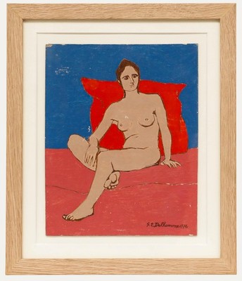 Georges Eugene Delhomme (1904-1989) - 20. Jahrhundert Öl, Das Rote Kissen.