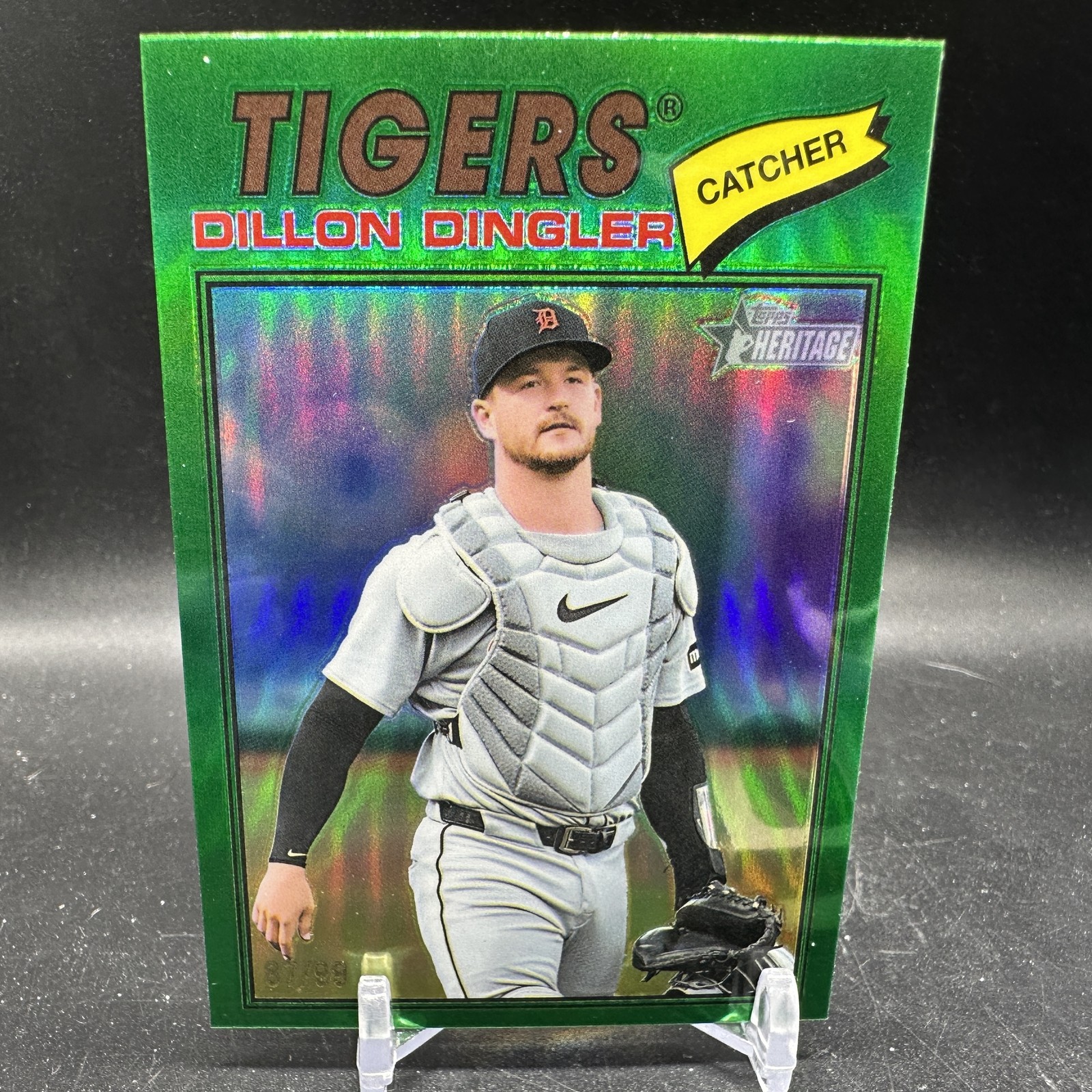 Dillon Dingler Dark Green Bordered #/99 2026 Topps Heritage #73 Detroit Tigers