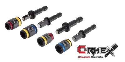 Malco C-RHEX 1/4'',5/16'',3/8'', 6mm, 8mm, 10mm Magnetic Hex Driver 2'' Length, 4