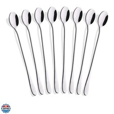8-Piece 9-Inch Long Handle Iced Tea Spoon, Coffee Spoon, Ice Cream Spoons, St...