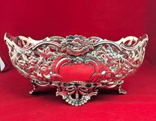 Antique Sterling Silver English Large Fruit Bowl, 12''Long X9''Wide X5-1/2''High