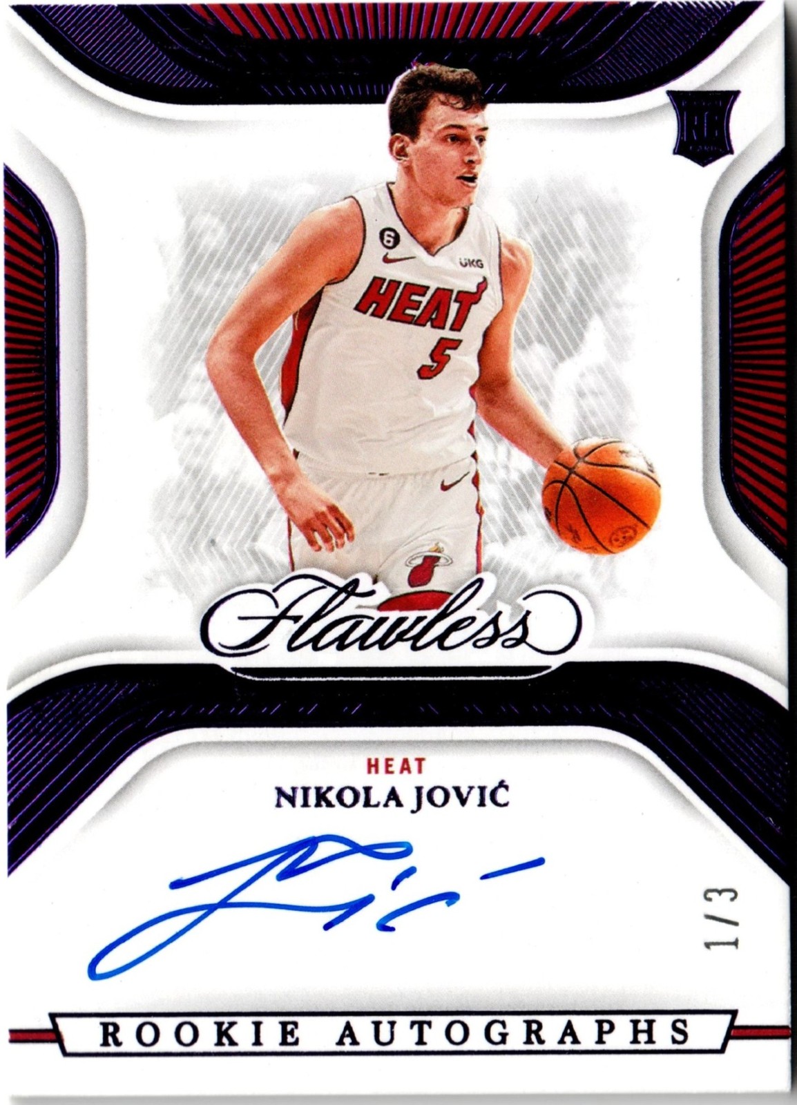 2022-23 Panini Flawless #RA-NKJ Nikola Jovic Rookie Autographs Amethyst #/3