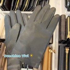 NEW COACH Men's Gloves Saddle Brown Sheep Leather Wool Lined Tech Black