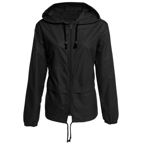 Mujeres Impermeable Chaqueta de Lluvia con Cremallera con Capucha Rompevientos Abrigo Prendas para el torso Ligero - Imagen 9 de 21