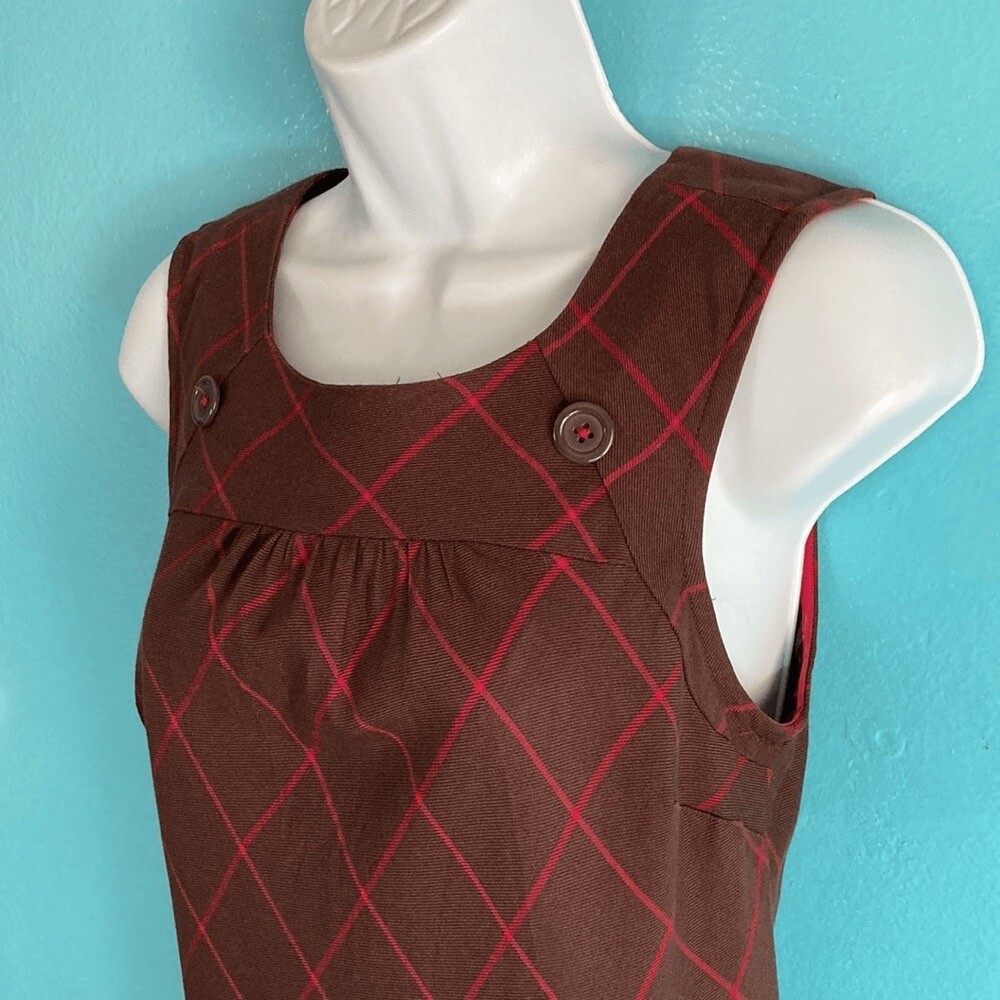 Anthropologie Maeve Women's Size 4 Brown Red Plaid Career Dress Lined  Sleeveless | eBay