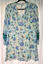 Old Navy Women Size SMALL Bohemian Empire Dress Long Sleeve Lined Botanical