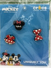 Authentic Crocs Charms Jibbitz Disney MINNIE MOUSE 3 Pack Ears Dress Head