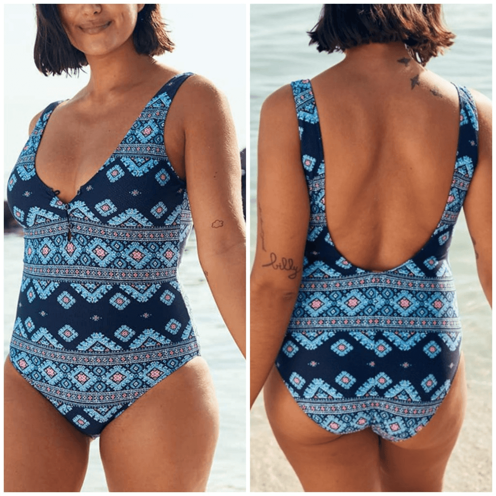 Aerie Pique Henley Full Coverage One Piece Swimsuit Small