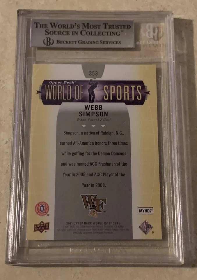 WEBB SIMPSON ROOKIE DECK SUPERIOR 2011 BGS 8.5 - Imagem 2 de 2