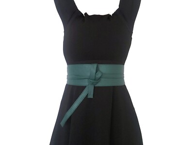 green belts for dresses Gold Hardware Raffia Elastic Belt - Bottle Green