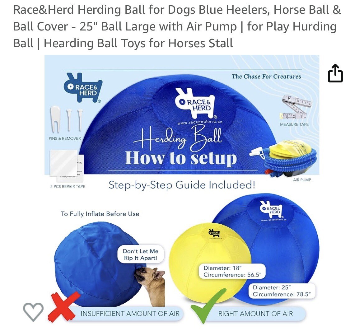 Race&Herd Herding Ball for Dogs Blue Heelers, Horse Ball & Ball Cover