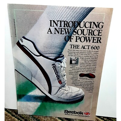 1986 Reebok Act 600 Shoes New Source Of Power Original Print Ad