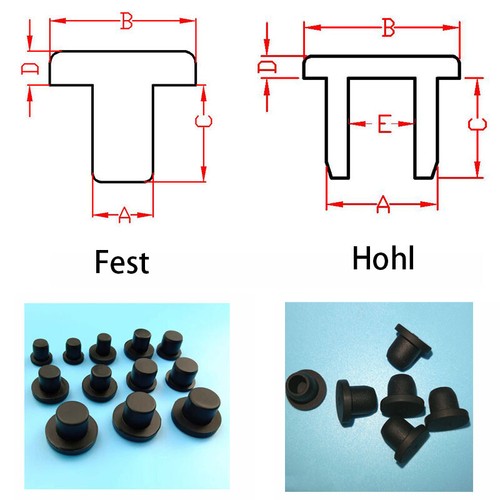 Gummistopfen Ø2,7- 8,5mm, Blindstopfen Gummi,Lochkappen Abdeckstopfen,  Schwarz - Picture 4 of 9