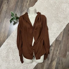 J.Jill One Size Brown Cotton Silk Blend Cape Poncho Shawl NWT