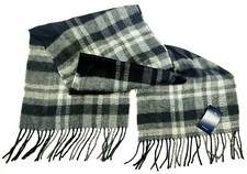 Stafford Scarf NWT Black  Gray Fleece  Length 64 inches