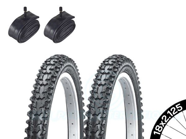 2 Fahrrad Reifen - Bmx / GeläNde - 18 X 2.125 - Mit Schrader SchläUche-image