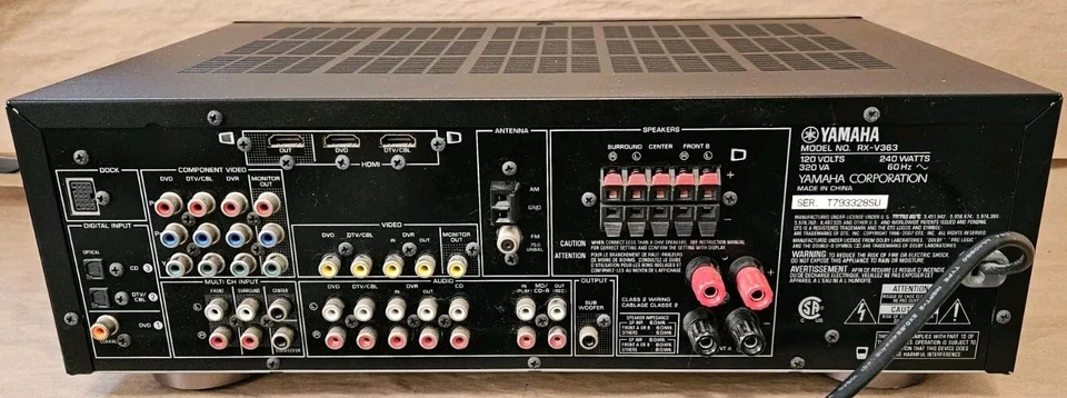 Yamaha RX-V363 - 5.1 Ch HDMI Home Theater Surround Sound Receiver Stereo System - Image 2 of 2