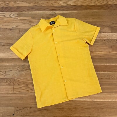 Vintage 80s/90s Elee Yellow MADE IN USA Button-Up Shirt   Men's Medium / Large